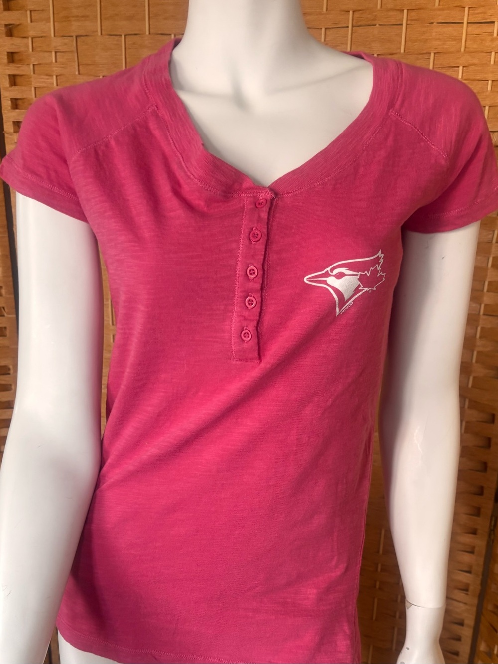 Women’s Pink Blue Jays Henley Style T-shirt